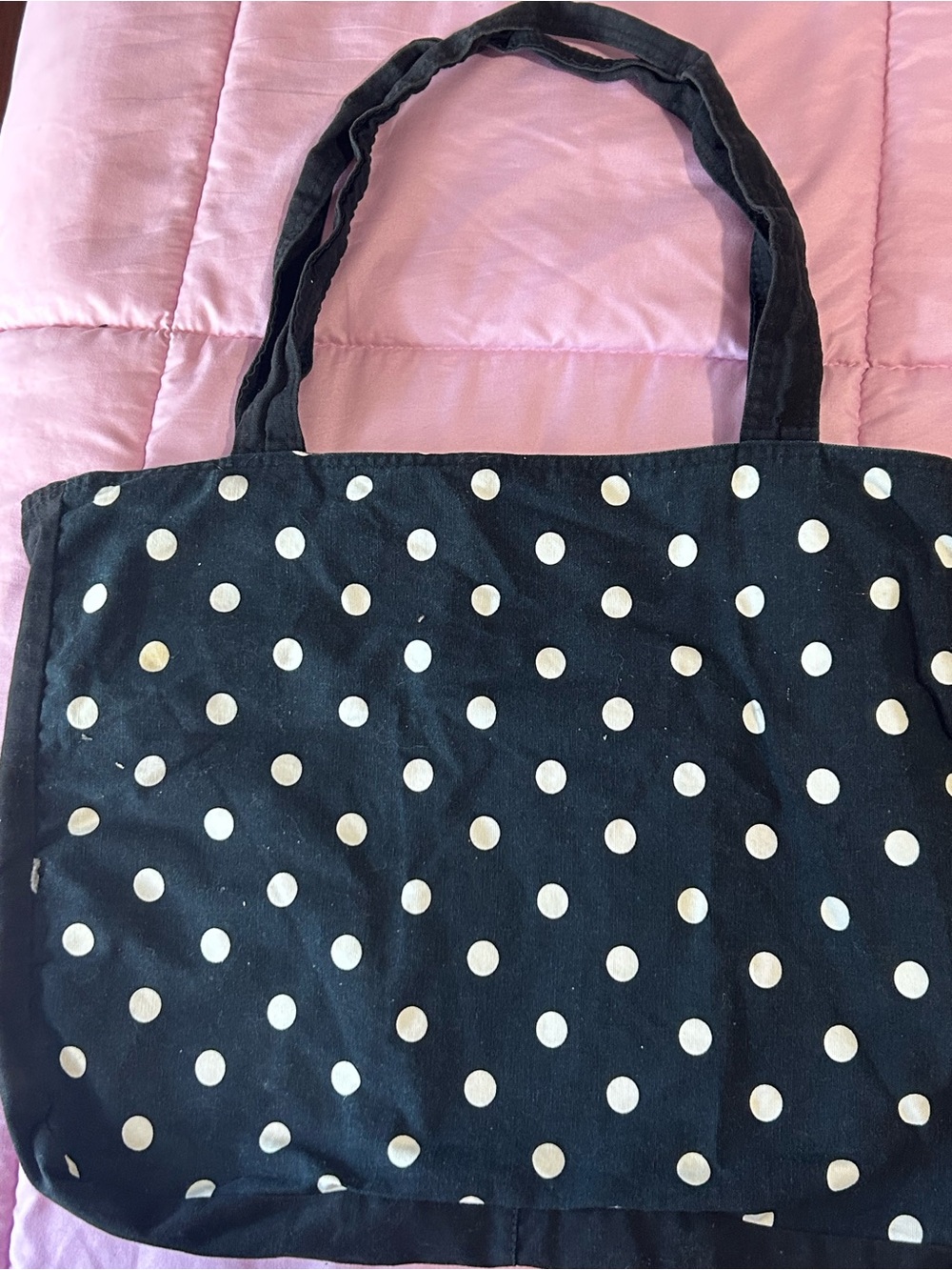 Black Polka Dot Canvas Tote Bag - Classic Everyday Carry